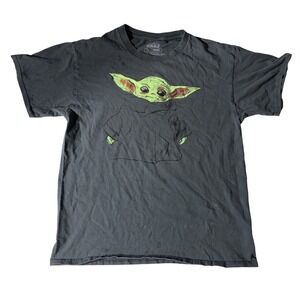 Mad Engine Star Wars The Mandalorian Baby Yoda Grogu Graphic Mens T-Shirt Gray L